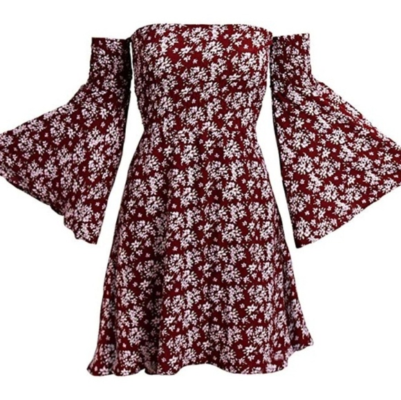 NEW Off Shoulder Mini Floral Summer Dress - Picture 5 of 6